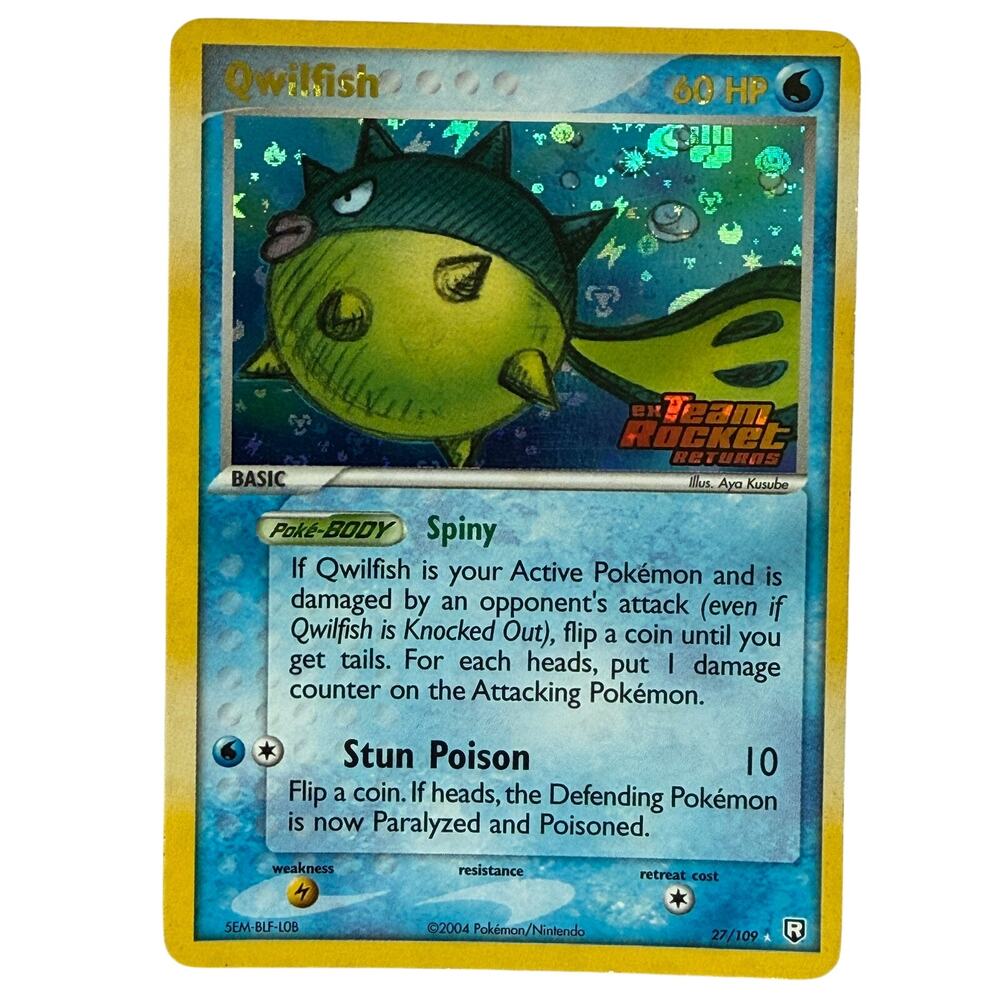 Pokémon Qwilfish 27/109 EX Team Rocket Returns 2004 Reverse Holo Stamped Card LP